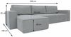 Wohnero24 modernes Ecksofa MARVIN Cord Hellgrau 298 x 180 cm – Eckcouch L-Form mit Schlaffunktion 250 x 150 cm, universelle Ottomane Bild 4