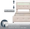 Merax Polsterbett 90*200cm mit LED-Leuchten, 2 Schubladen, hautfreundlicher Leinenpolsterung flach Einzelbett Kinderbett Jugendbett Gästebett (Beige) Bild 5