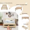 Solide Massivholzbett Futonbett, Einzelbett, Massivholz Natur Bett mit Kopfteil und Lattenroste, Jugendbett, Erwachsenenbett, Natur, 90x200 cm Bild 4