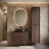 Badezimmerschrank Mali 38 x 33 x 160 cm - Walnuss Braun - Hängender Seitenschrank mit 2 Türen Bild 2