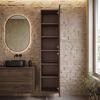 Badezimmerschrank Mali 38 x 33 x 160 cm - Walnuss Braun - Hängender Seitenschrank mit 2 Türen Bild 3