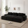 Modulares Ecksofa mit Schlaffunktion, 74 cm Sitztiefe, 3 Hocker – Cordsofa in Schwarz Bild 5