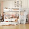 Kinder-Etagenbett 140×200 cm mit ausziehbarem Rollbett, Treppenregal und hohen Sicherheitsgeländern,weiß Bild 4