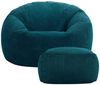Icon Klassischer Sitzsack Flauschig aus Cord „Kingston“ mit Hocker, Blaugrün, Cord Sitzsack Erwachsene mit Füllung, Indoor Sitzsack Kuschelig Groß Bild 4