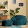 Icon Klassischer Sitzsack Flauschig aus Cord „Kingston“ mit Hocker, Blaugrün, Cord Sitzsack Erwachsene mit Füllung, Indoor Sitzsack Kuschelig Groß Bild 3