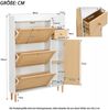 Merax Schmal Schuhschrank mit 3 Klappen, Rattan Schuhschrank Schuhkipper mit Schublade und Tür, Schuhkommode mit Verstellbarer Ablage, Weiß Bild 4