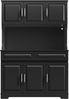 Flieks Küchenbuffet Hochschrank mit Arbeitsplatte, LED-Beleuchtung und Schubladen (1-St, B108/T40/H180 cm) Mehrzweckschrank Küchenschrank mit verstellbaren Einlegeböden Schwarz Bild 4