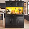 Flieks Küchenbuffet Hochschrank mit Arbeitsplatte, LED-Beleuchtung und Schubladen (1-St, B108/T40/H180 cm) Mehrzweckschrank Küchenschrank mit verstellbaren Einlegeböden Schwarz Bild 2