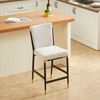Barhocker 2er-Set in Thekenhöhe, Stoff Beige, Metallgestell mit Fußstütze, skandinavisch,H 102 x T 49 x B 59 cm Bild 2