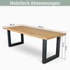 Massivholz Wohnzimmertisch mit Baumkante RAGNAR - 200x100cm, Eichenholz, U-Tie Gestell | Esstisch Holz Küchentisch Esszimmertisch Bild 2