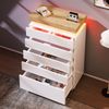 Sideboard Weiß Hochglanz mit LED Beleuchtung, 6 Schubladen, modernes Wohnzimmer, Stauraum Möbel, LED-Sideboard Bild 3