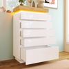 Sideboard Weiß Hochglanz mit LED Beleuchtung, 6 Schubladen, modernes Wohnzimmer, Stauraum Möbel, LED-Sideboard Bild 4