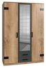 Jugendzimmer Liverpool Drehtürenschrank in Plankeneiche und Graphit - Kinderzimmer Komplett Set – Einzelmöbel und verschiedene Set Varianten - 5 teilig , Kleiderschrank (Drehtüren) + 120 Jugendbett + Schreibtisch + Matratze + Lattenrost , 120 x 200 cm Bild 4