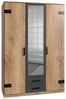 Jugendzimmer Liverpool Drehtürenschrank in Plankeneiche und Graphit - Kinderzimmer Komplett Set – Einzelmöbel und verschiedene Set Varianten - 5 teilig , Kleiderschrank (Drehtüren) + 120 Jugendbett + Schreibtisch + Matratze + Lattenrost , 120 x 200 cm Bild 2
