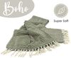 Wohndecke Strick Kuscheldecke Wolldecke Sofadecke 180x130 cm, heimtexland, Fransen Strickdecke Boho I 100% BW I weich, warm, natürlich Bild 3