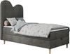 Kinderbett FLOW, Boxspringbett für Kinder, mit hohem Kopfteil, Einzelbett mit Matratze - 90x180 - Dunkelgrau Velvet - Topper T25 Bild 4