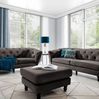 Ecksofa inkl. Hocker CHARLOTTE in Stoff Matt Velvet Braun Ottomane Rechts Bild 2