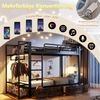 Merax Etagenbett, 90 x 200 cm Kinderbett, Eisenrahmen, 2 Schubladen, mehrere Ablageflächen, mit LED-Lichtleiste, mit Kleiderstange, schwarz Bild 5