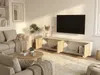 Vente-unique - ZEFYNA TV unit Holz, Platte BeigeBeige - B 40 cm x H 45,8 cm x L 180 cm Bild 5