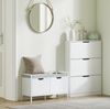 Schuhschrank 80 x 17 x 108 cm aus Holzwerkstoff mit 3 Klappen, platzsparend in Weiß Bild 2