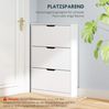 Schuhschrank 80 x 17 x 108 cm aus Holzwerkstoff mit 3 Klappen, platzsparend in Weiß Bild 4