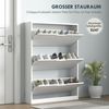 Schuhschrank 80 x 17 x 108 cm aus Holzwerkstoff mit 3 Klappen, platzsparend in Weiß Bild 3