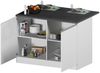 Dmora Kücheninsel Analiza, Mehrzweckschrank, Küchenzeile Schrank, Zusätzlicher Tisch, 100 % Made in Italy, 125 x 90 x 90 cm, glänzendes Weiß und Schiefer Bild 5