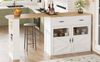 Bartisch, Ausziehbarer Hochtisch mit Stauraum 360° drehbar moderner Bar Table mit Regalen, MDF+Metall, Weiß, 138-204x39x104cm Bild 5