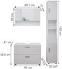 Badmöbel-Set Irma Weiß Hochglanz 3 Teile, mit Spiegelschrank 80 cm Vicco Bild 3