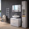 Badmöbel-Set Irma Weiß Hochglanz 3 Teile, mit Spiegelschrank 80 cm Vicco Bild 4