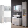 Badmöbel-Set Irma Weiß Hochglanz 3 Teile, mit Spiegelschrank 80 cm Vicco Bild 2