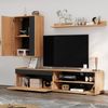 TV-Möbelset 3-teilig mit 1 TV-Schrank, 1 Wandschrank,1 Wandregal,2 Schranktüren, 2 halboffene Schubladen, Holzfarbe & Schwarz Bild 3