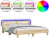 vidaXL Bettgestell mit Kopfteil und LED-Beleuchtung Sonoma-Eiche 3207527 Bild 2