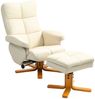 HOMCOM Relaxsessel mit Hocker und Stauraum, mit Liegefunktion (Fernsehsessel, 2-St, 360° drehbarer Sessel), Kunstleder Holzgestell Cremeweiß 80 x 86 x 99 cm Bild 2