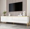 TV-Schrank mit Hochglanzfronten, 4 Türen & Kabeldurchführung, 170 x 38 x 50 cm, Weiß Bild 5