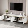 TV-Schrank mit Hochglanzfronten, 4 Türen & Kabeldurchführung, 170 x 38 x 50 cm, Weiß Bild 2