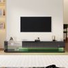 TV-Schränke, Lowboards, Hochglanz-Wohnzimmermöbel. Glastrennwände und variable LED-Beleuchtung. Es verbindet natürlichen, rustikalen Stil mit modernem Design. Bild 1