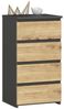 Home Collective Kommode 40 cm breit Holz Highboard Sideboard für Flur Schlafzimmer Wohnzimmer (Mehrzweckschrank Schrank schmal Kommode Schlafzimmer mit Schubladen), Kinderzimmer Organizer, 73 cm hoch, 4 Schubladen graphit-Artisan Eiche Bild 4