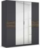 rauch Kleiderschrank, Drehtürenschrank TICAO, 6-türig, 2 Spiegeltüren, 2 Schubkästen, inkl. Türdämpferset, Grau metallic/Atlantik Oak dunkel, 181 x 210 x 54 cm Bild 3