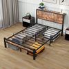 BlingBin Metallbett Einzelbett/Doppelbett Jugendbett Metallgestell mit Stauraum-Kopfteil (1er Set, 1-tlg, 120x200 cm, Ohne Matratze, Belastbarkeit maximal: 220KG), Metalluntergestell, Ohne Boxspring Notwendig, Vintage Braun Bild 3