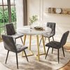 Esstisch H 75 x T 80 x B 80 cm, MDF mit Marmor‑Optik, stabiles Metallgestell, Weiß Bild 2
