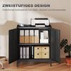 HOMCOM Aktenschrank Abschließbar Mehrzweckschrank mit 2 Ebenen, 2 Türen (Metallschrank, 1-St, Aufbewahrungsschrank) Allzweckschrank 80 x 35 x 91 cm Schwarz Bild 3