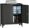 HOMCOM Aktenschrank Abschließbar Mehrzweckschrank mit 2 Ebenen, 2 Türen (Metallschrank, 1-St, Aufbewahrungsschrank) Allzweckschrank 80 x 35 x 91 cm Schwarz Bild 4