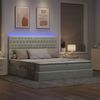 vidaXL Bett mit LED-Lichtleisten Hellgrau 200 x 200 cm Samt 3372899 Bild 5