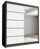 Schwebetürenschrank Harry III 180 cm mit Spiegel - Kleiderschrank, Schiebetürenschrank mit Kleiderstange und Einlegeboden, Schlafzimmerschrank, Schiebetüren - 180x215x58 cm (Schwarz/Weiß) Bild 5