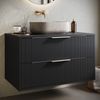 Badplaats Waschbeckenunterschrank Rimini 80 x 46 cm Schwarz Matt - Hängender Badezimmerschrank mit 2 Soft-Close Schubladen Bild 2