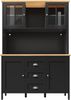 Flieks Küchenbuffet mit LED-Beleuchtung, Schubladen und Glastüren in Retro-Stil (1-St, B120/T40/H179 cm) Hochschrank Küchenschrank Geschirrschrank mit verstellbare Ablagen Bild 4