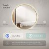 EMKE LED Badspiegel ф70cm Gebürstetem Goldrahmen, Beschlagfrei, Uhr, Temperatur, Dimmbar, Memory-Funktion Neutrales Licht Wandspiegel Bild 4