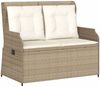 vidaXL Gartenbank Verstellbar mit Kissen Beige Poly Rattan 368959 Bild 2