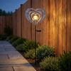 2x LED Solarleuchte, Glas, schwarz, silbergrau, Herz, H 82cm Bild 2